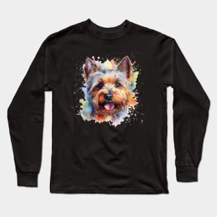 Yorkie Yorkshire Terrier Bright Watercolor Painting Long Sleeve T-Shirt